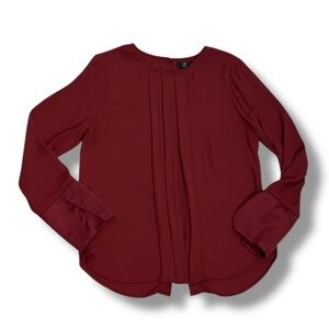 J Crew 365 Women's Burgundy Blouse Size S Pleated Chiffon Satin Office Business